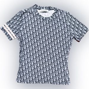 DIOR • AUTHENTIC Y2K VINTAGE MONOGRAM BLUE BABY TEE XS/XXS